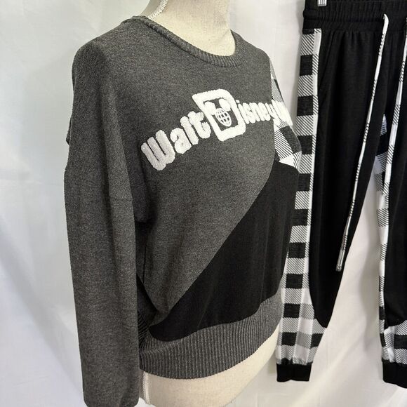 Disney Parks Plaid Patchwork Pullover Sweater Top & Pants Set XS Lounge - Picture 4 of 7